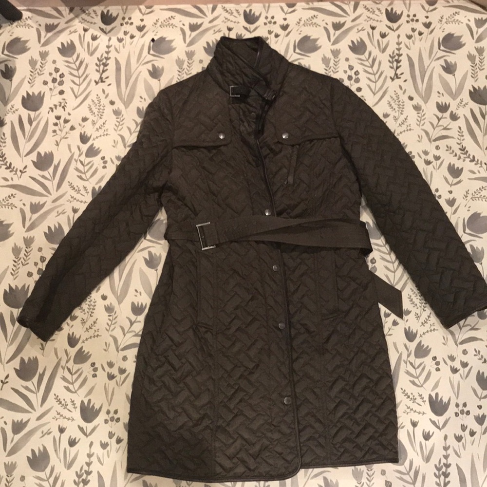 Cole Haan down quilted leather olive jacket